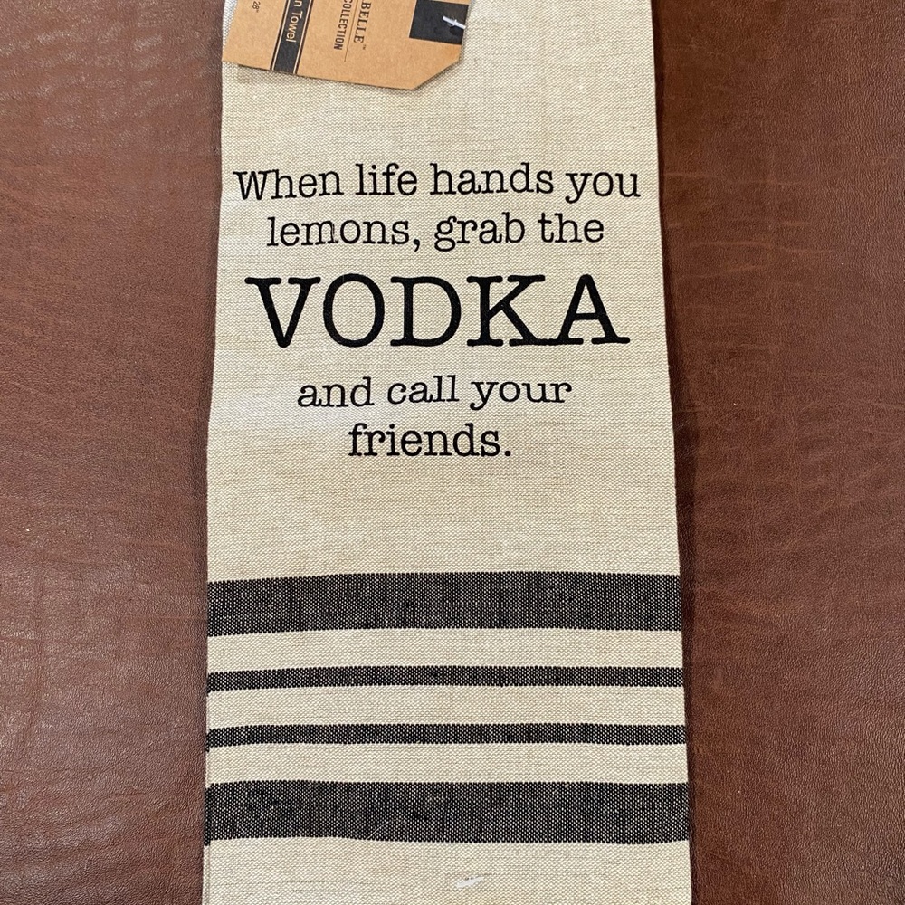 Beige and Black Striped Kitchen Towel